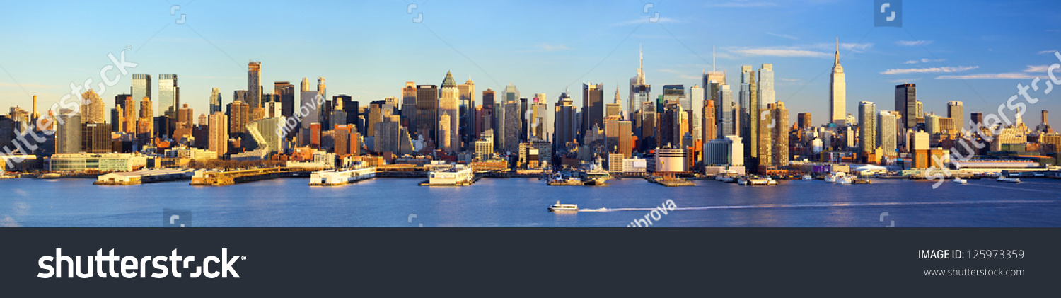 Manhattan Midtown skyline panorama before sunset, New York #125973359