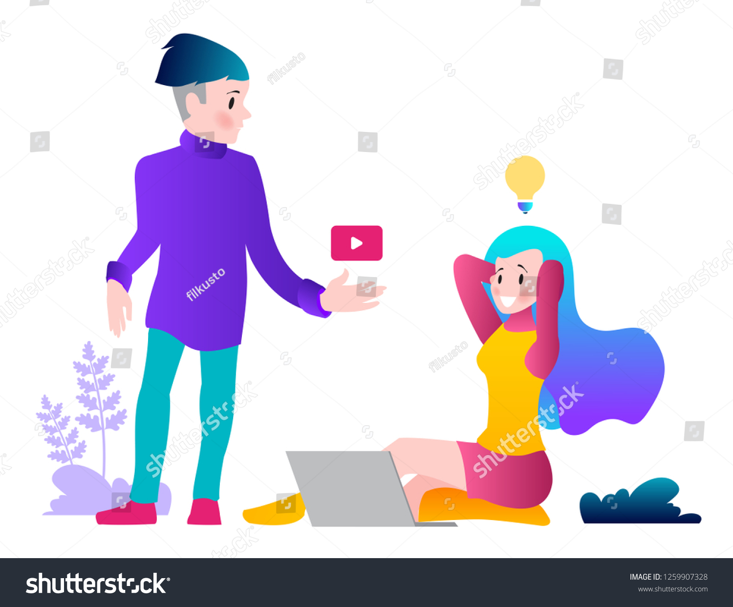 Vector illustrations concept of distance education, online courses, webinars, trainings. Modern flat design for online advertising, web banners and much more. #1259907328