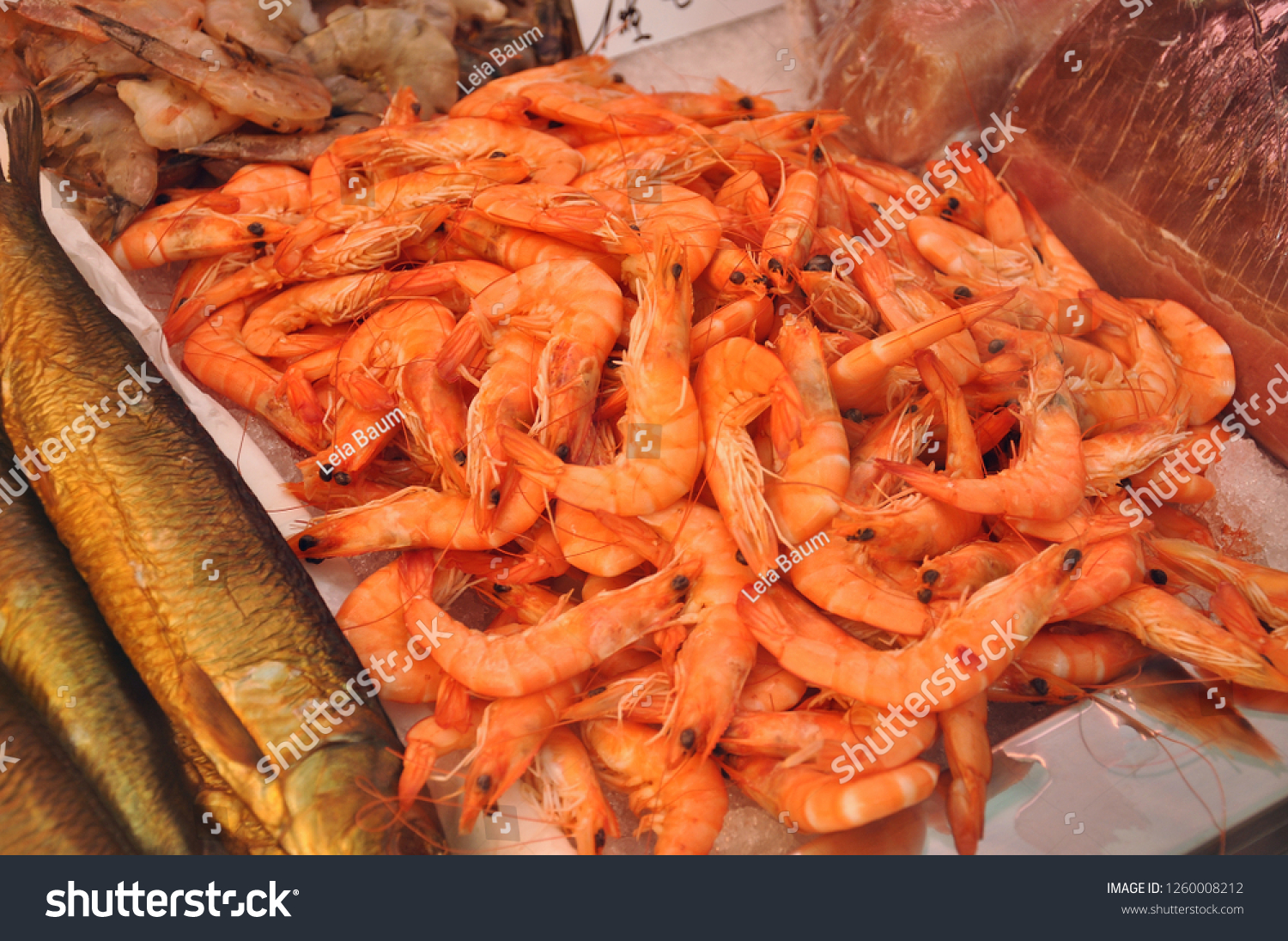 Shrimps at the market stall #1260008212
