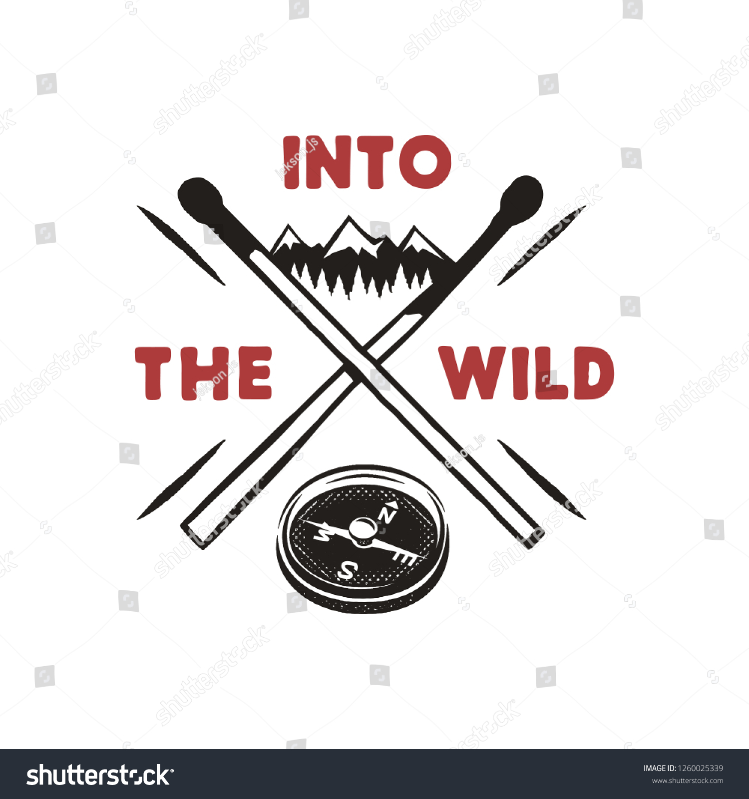 Into The Wild Outdoors Adventure Badge With Royalty Free Stock Vector 1260025339