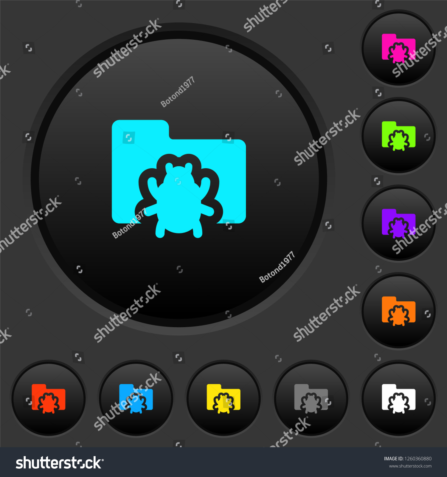 Bug folder dark push buttons with vivid color Royalty Free Stock