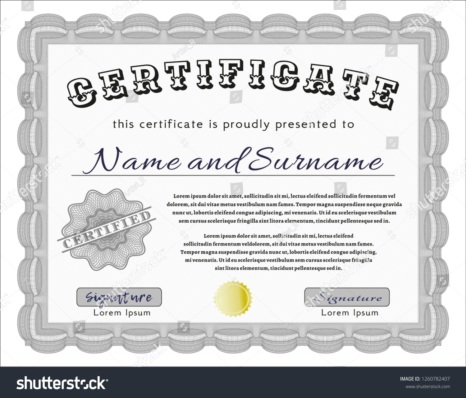 Grey Diploma or certificate template. Vector - Royalty Free Stock ...