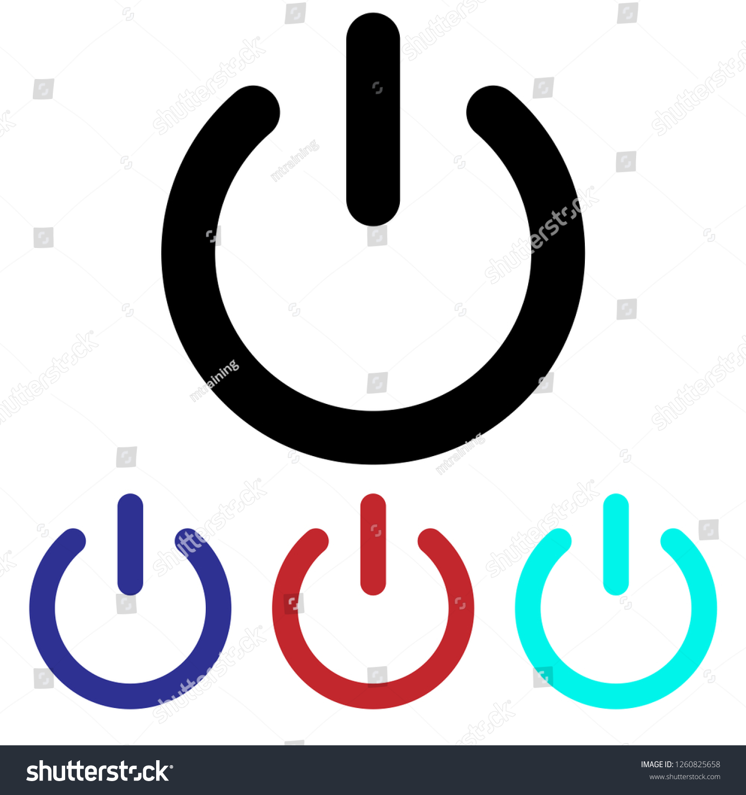 Shut Down Icon Vector. Power - Royalty Free Stock Vector 1260825658 ...