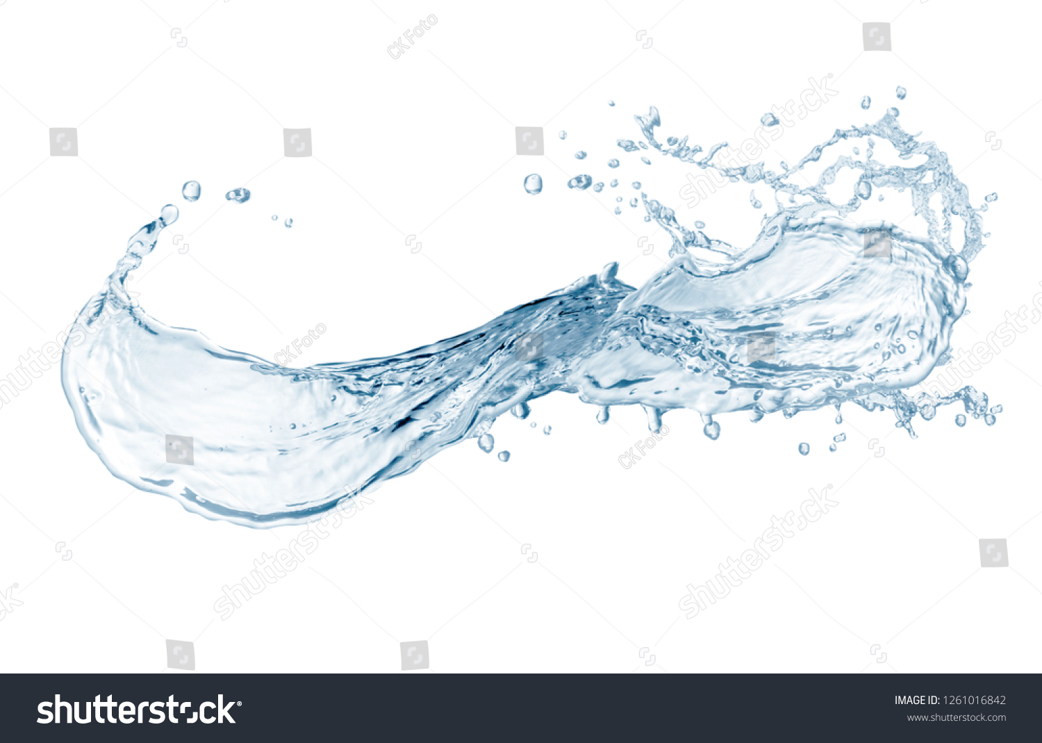 water, water splash isolated on white background, beautiful splashes a clean water  #1261016842