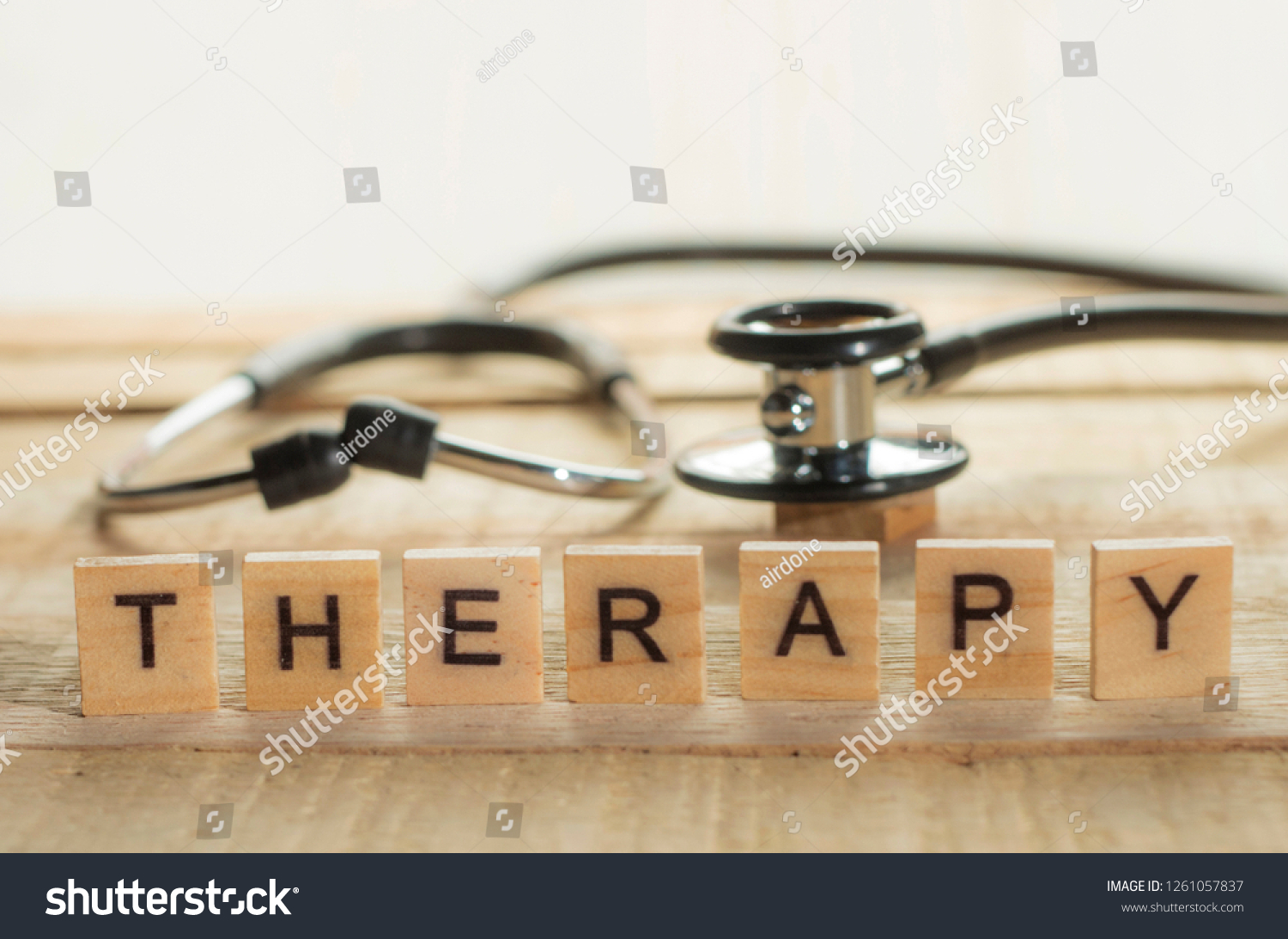Medical and health care words writing typography lettering concept, Therapy #1261057837