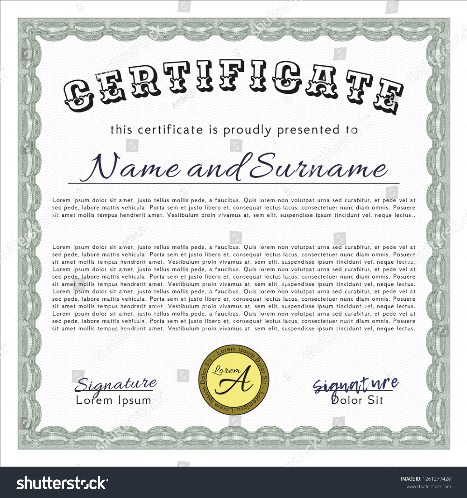 Green Certificate or diploma template. Good - Royalty Free Stock Vector ...