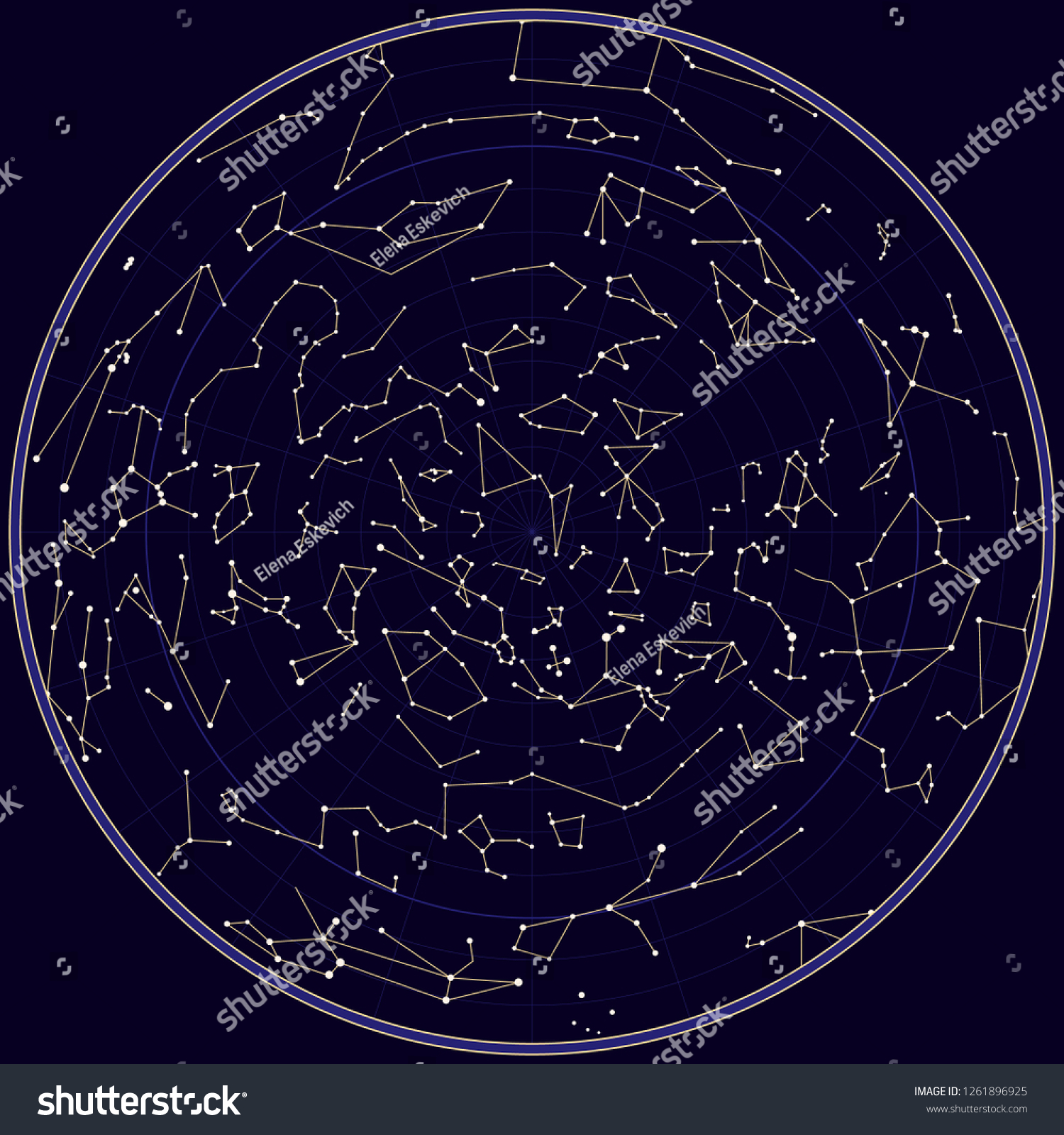 Vector map of norhern sky with constellations - Royalty Free Stock ...