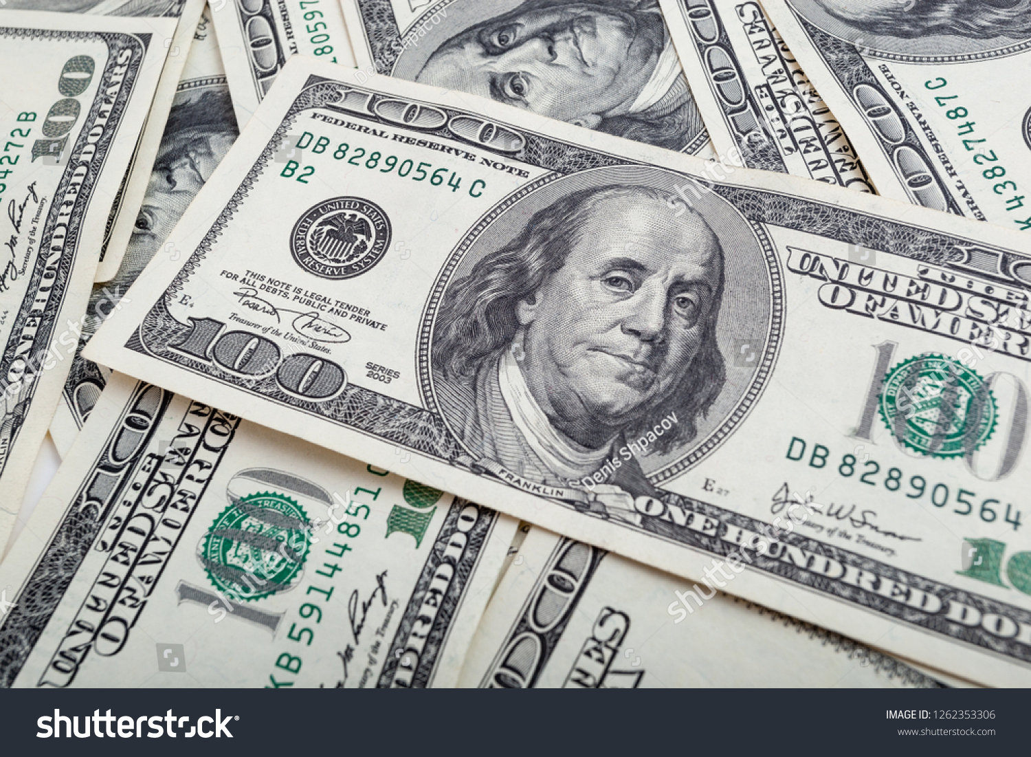 Texture US dollars. Background of one hundred dollar bills. #1262353306