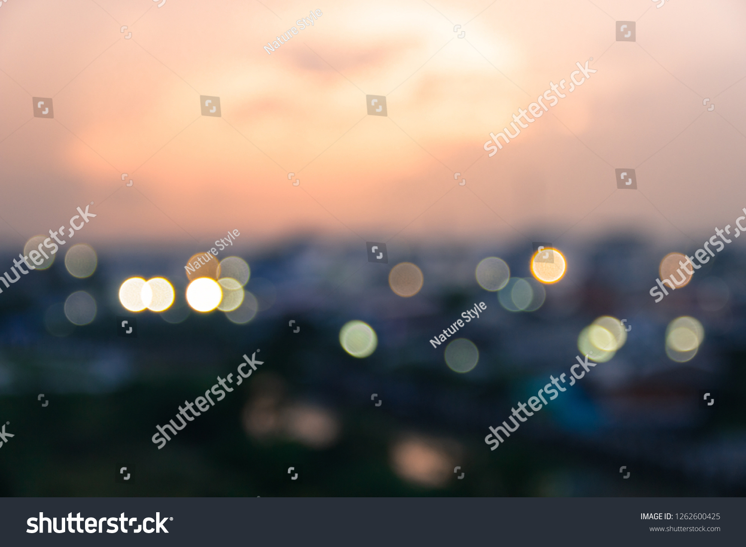 Blur Background Bokeh Abstract with Lighting and Sunrise in the Morning,desfocused blurry soft sunlight,Dusk. #1262600425