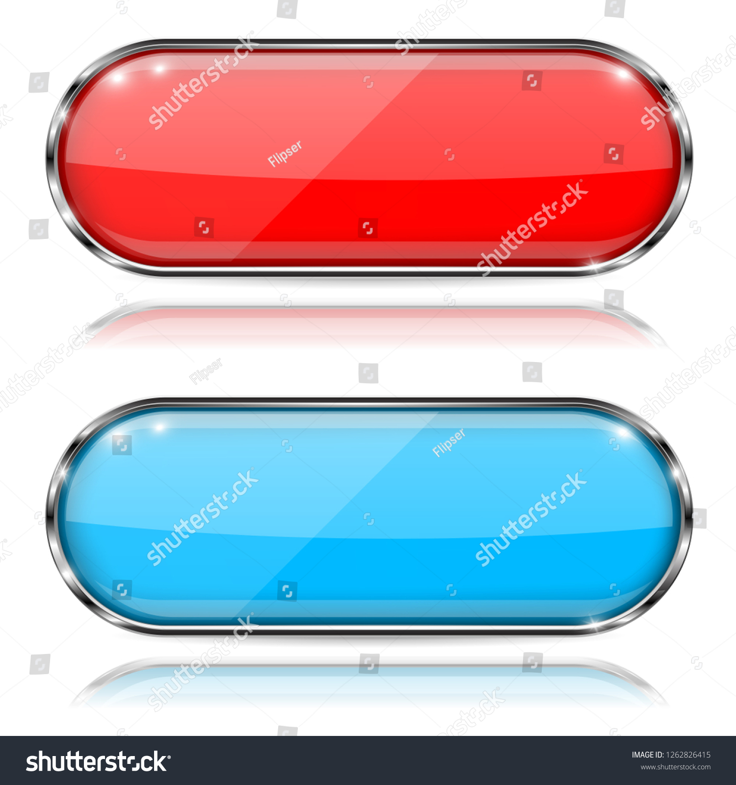 Glass buttons. Red and blue oval 3d buttons with - Royalty Free Stock ...