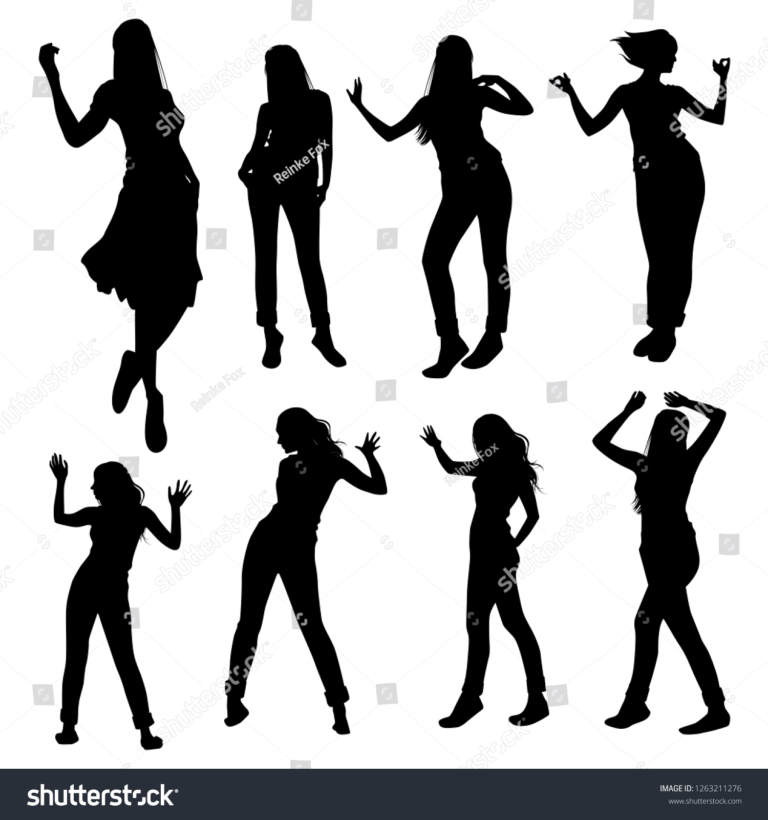 Collection of silhouettes of slim girls with - Royalty Free Stock ...