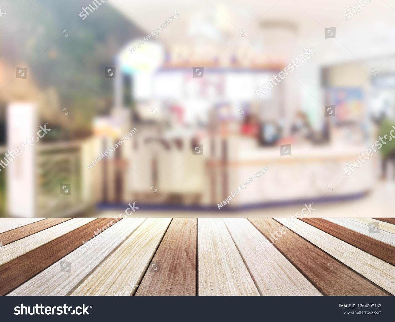 Old Top Wood Table with Blur Background #1264008133