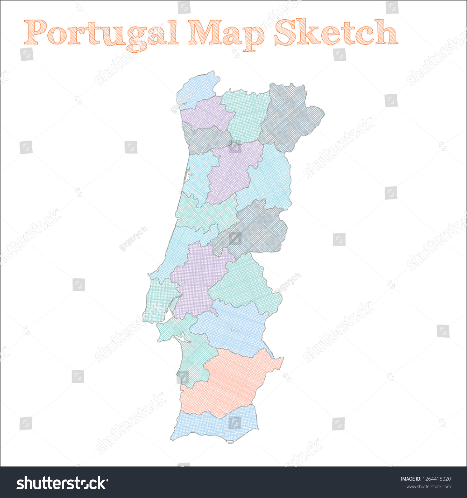 Portugal Map Hand Drawn Country Vector Royalty Free Stock Vector Avopix Com