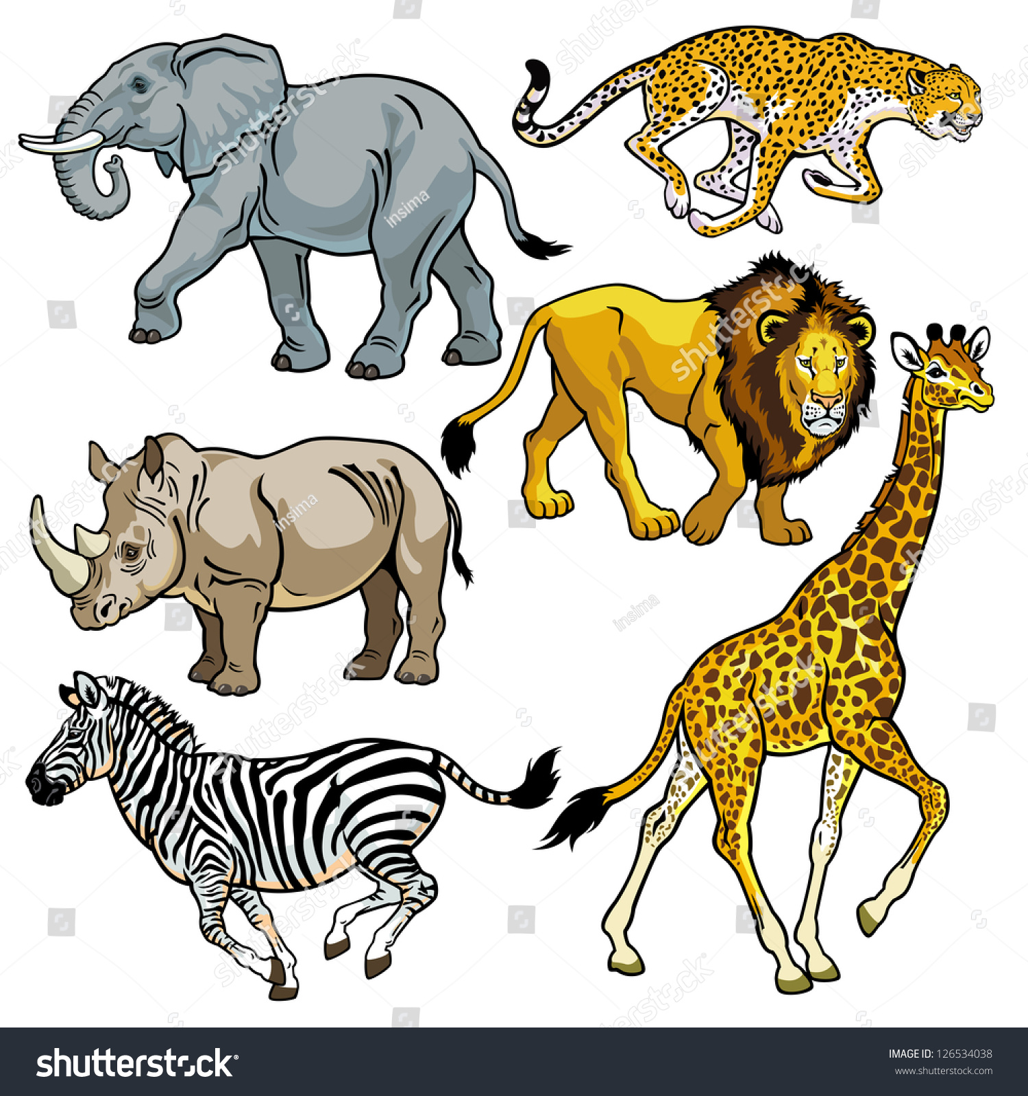 set with africa animals,beasts of savanna - Royalty Free Stock Vector ...