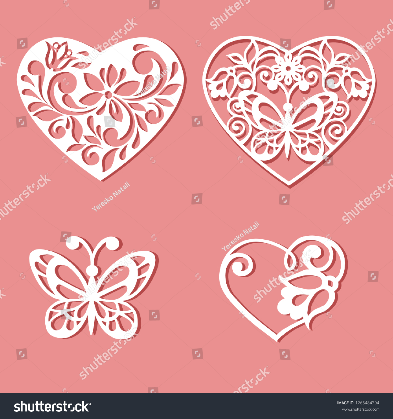 Set of laser cut hearts. Template for interior - Royalty Free Stock ...