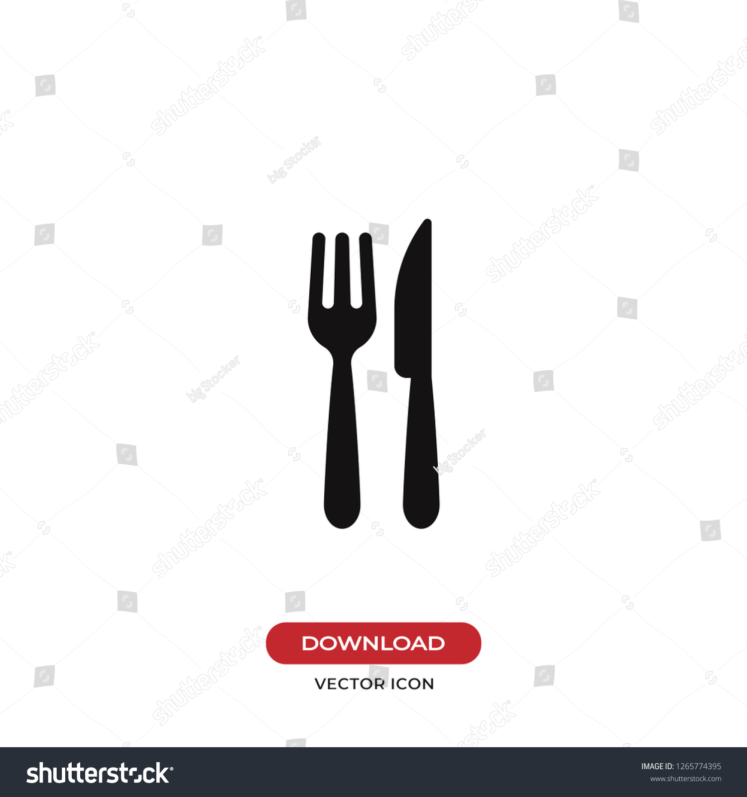 Fork and knife icon vector. Restaurant symbol. #1265774395