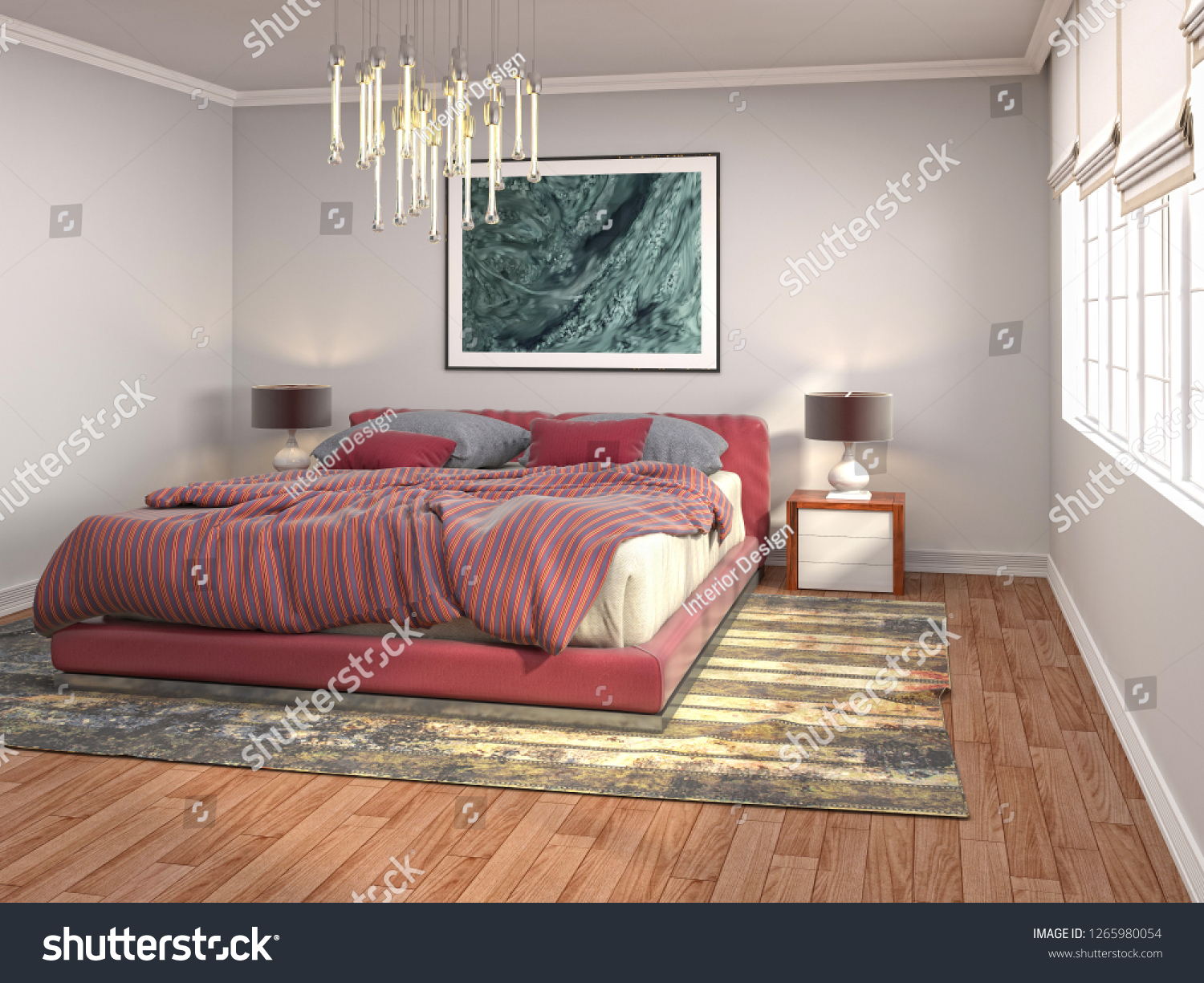 Bedroom interior. 3d illustration #1265980054