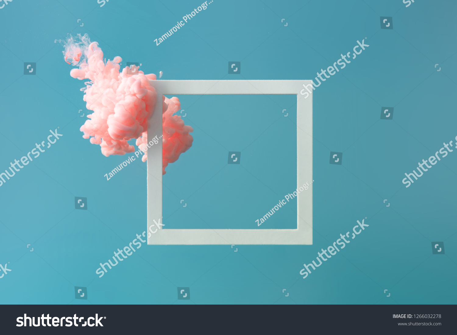 Abstract pastel pink color paint with pastel blue background.. Fluid composition with copy space. Minimal natural luxury. #1266032278