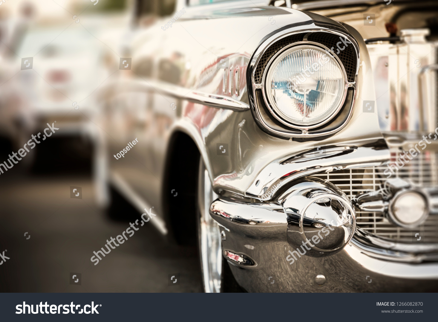 Classic car headlights close-up #1266082870