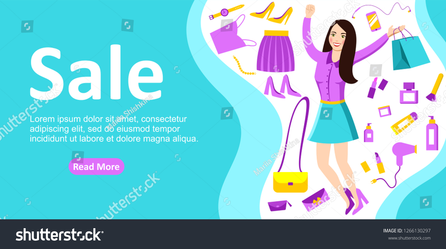 Template Banner For Online Store. Modern Flat - Royalty Free Stock 