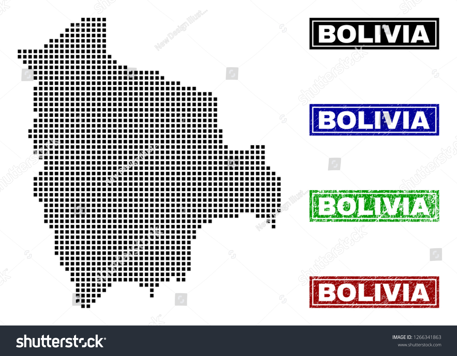 Vector Dot Abstract Bolivia Map And Isolated - Royalty Free Stock ...