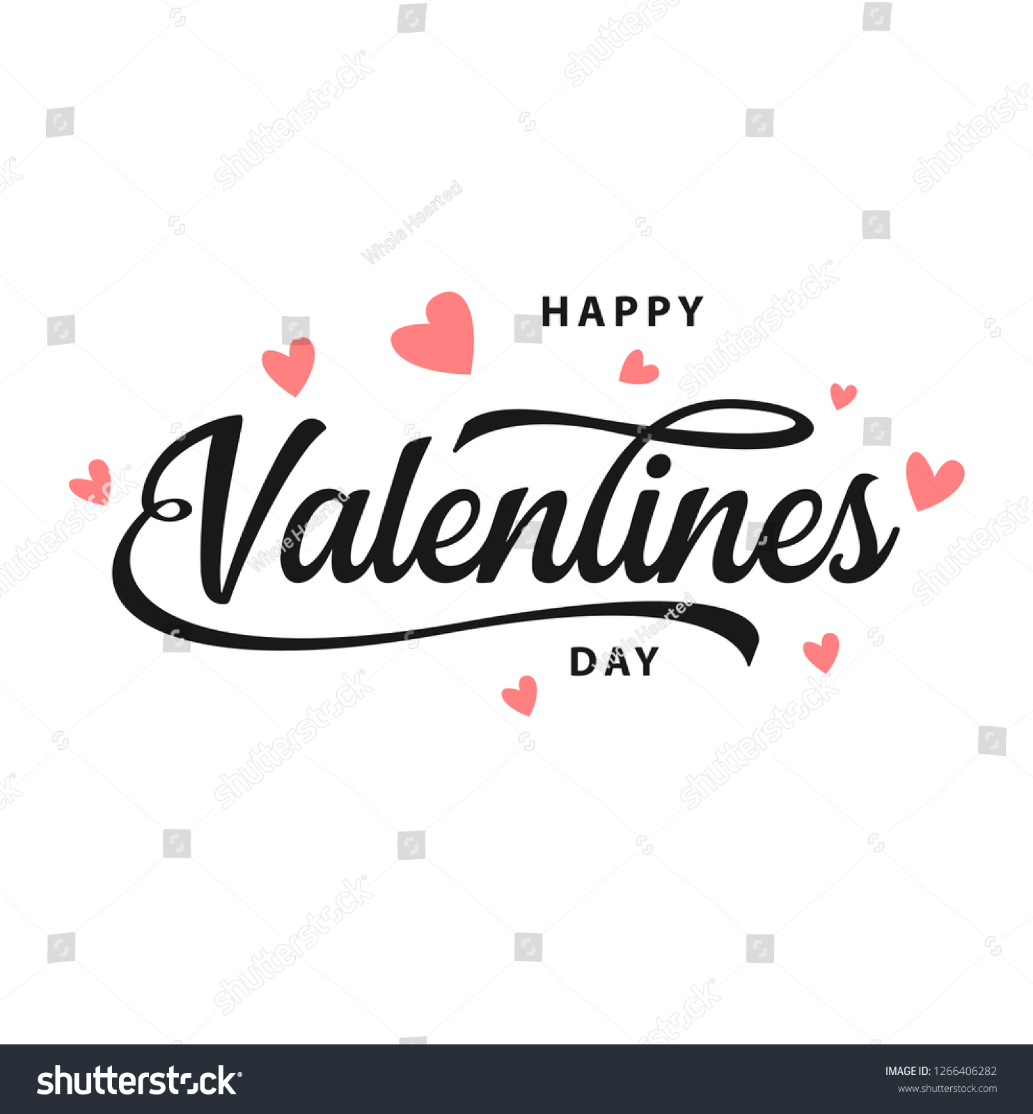 Happy Valentines Day typography poster with handwritten calligraphy text, isolated on white background. Vector Illustration - Vector #1266406282