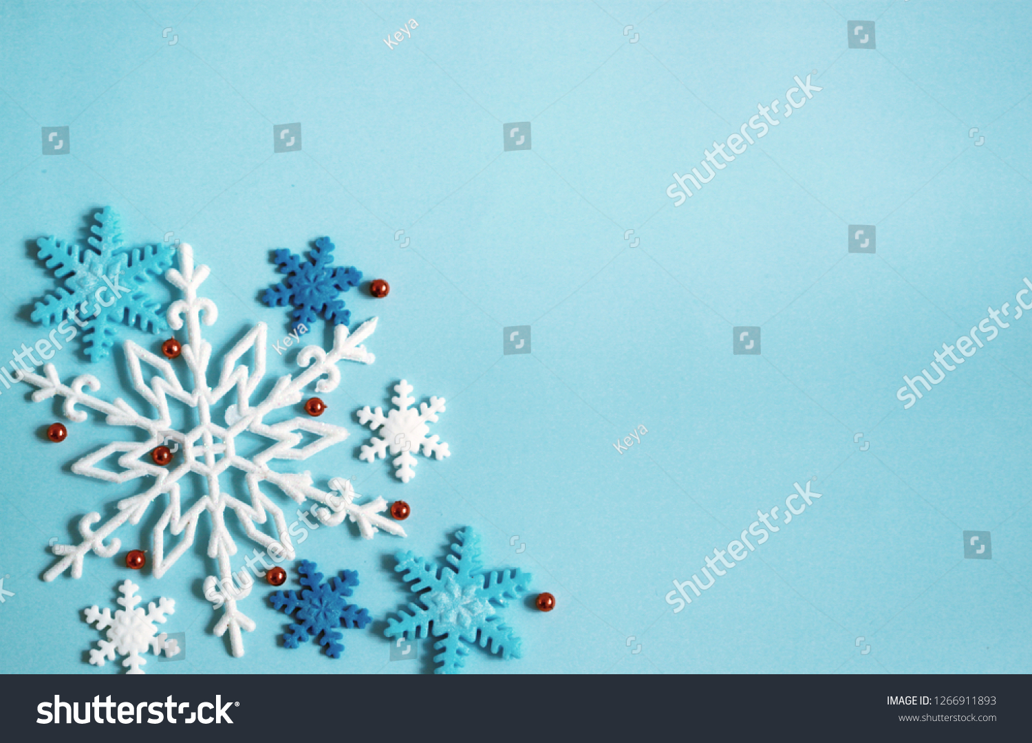 Winter background blue, snowflakes banner. #1266911893