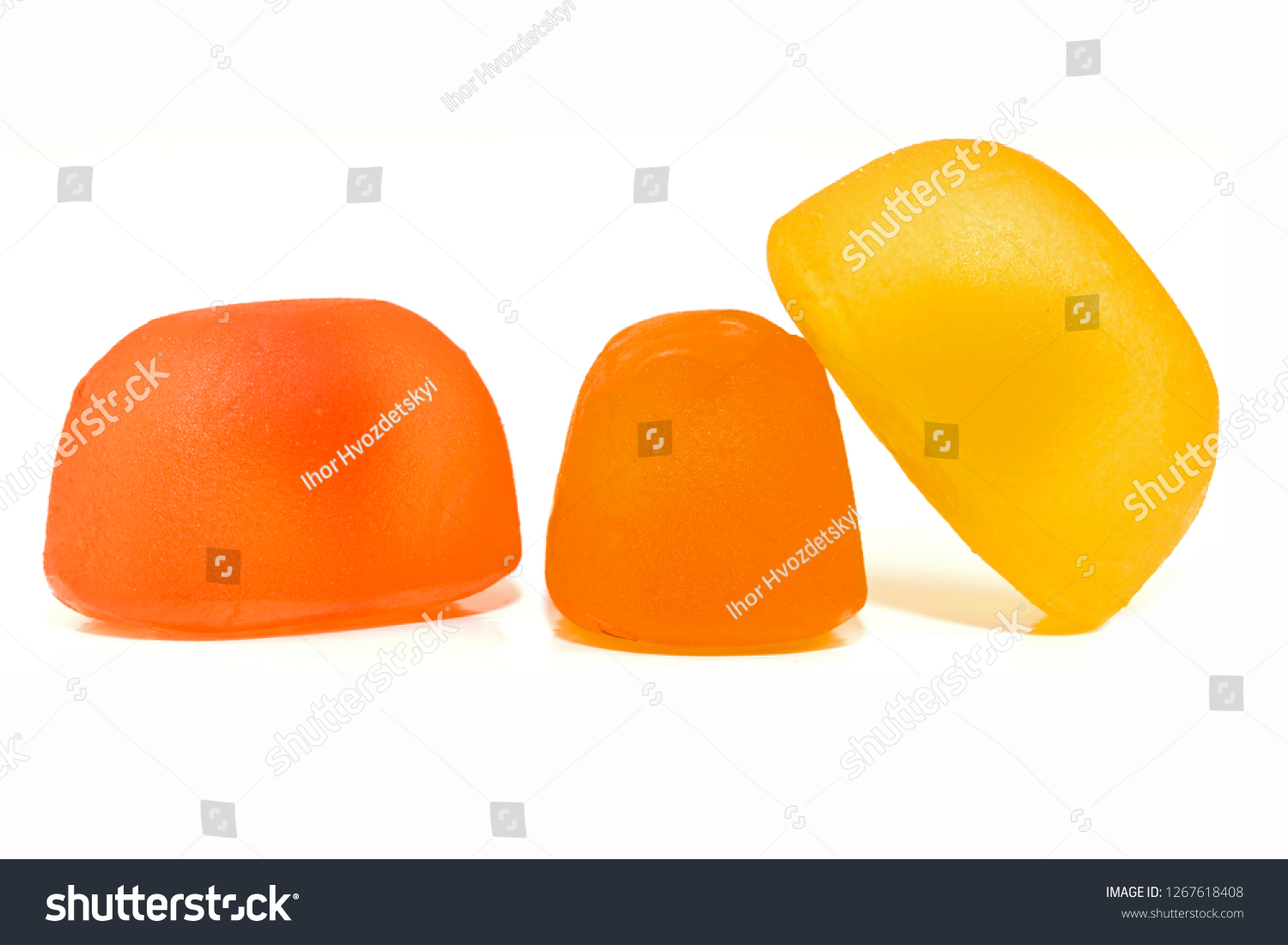 original gummy  fruity candies, chewing jelly candies isolated on white background #1267618408