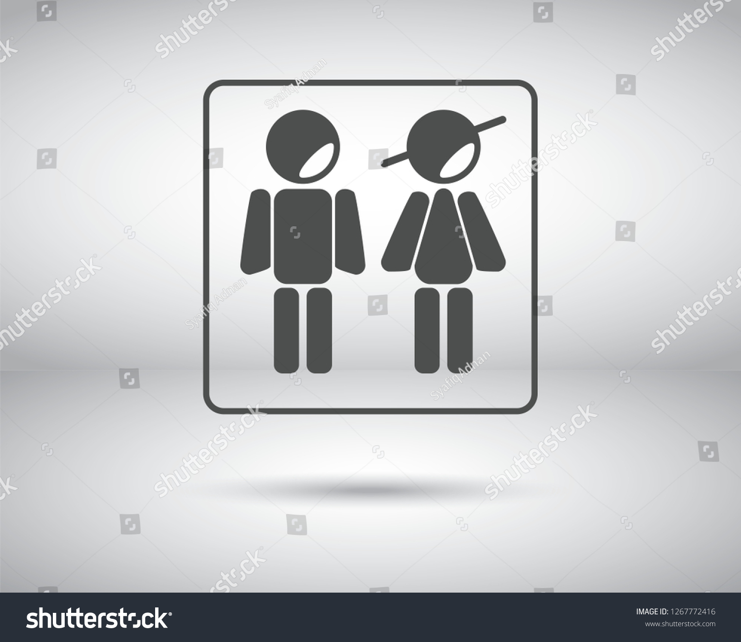 Lady & Gents (Men & Women) toilet sign vector icon. WC simple isolated symbol. Restroom symbol. Bathroom symbol. - Vector
 #1267772416