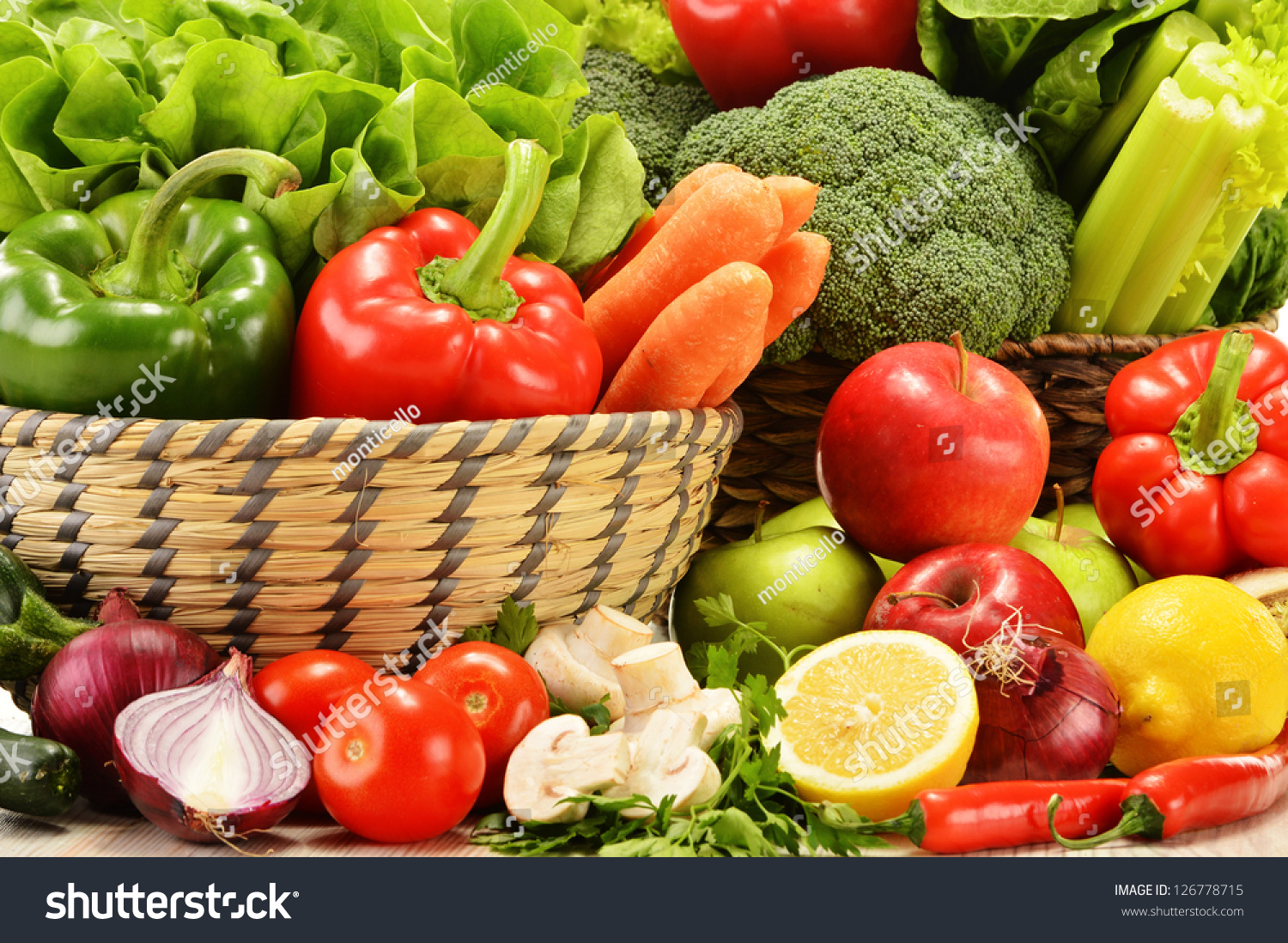 Composition with variety of raw vegetables. Vegetarian diet #126778715