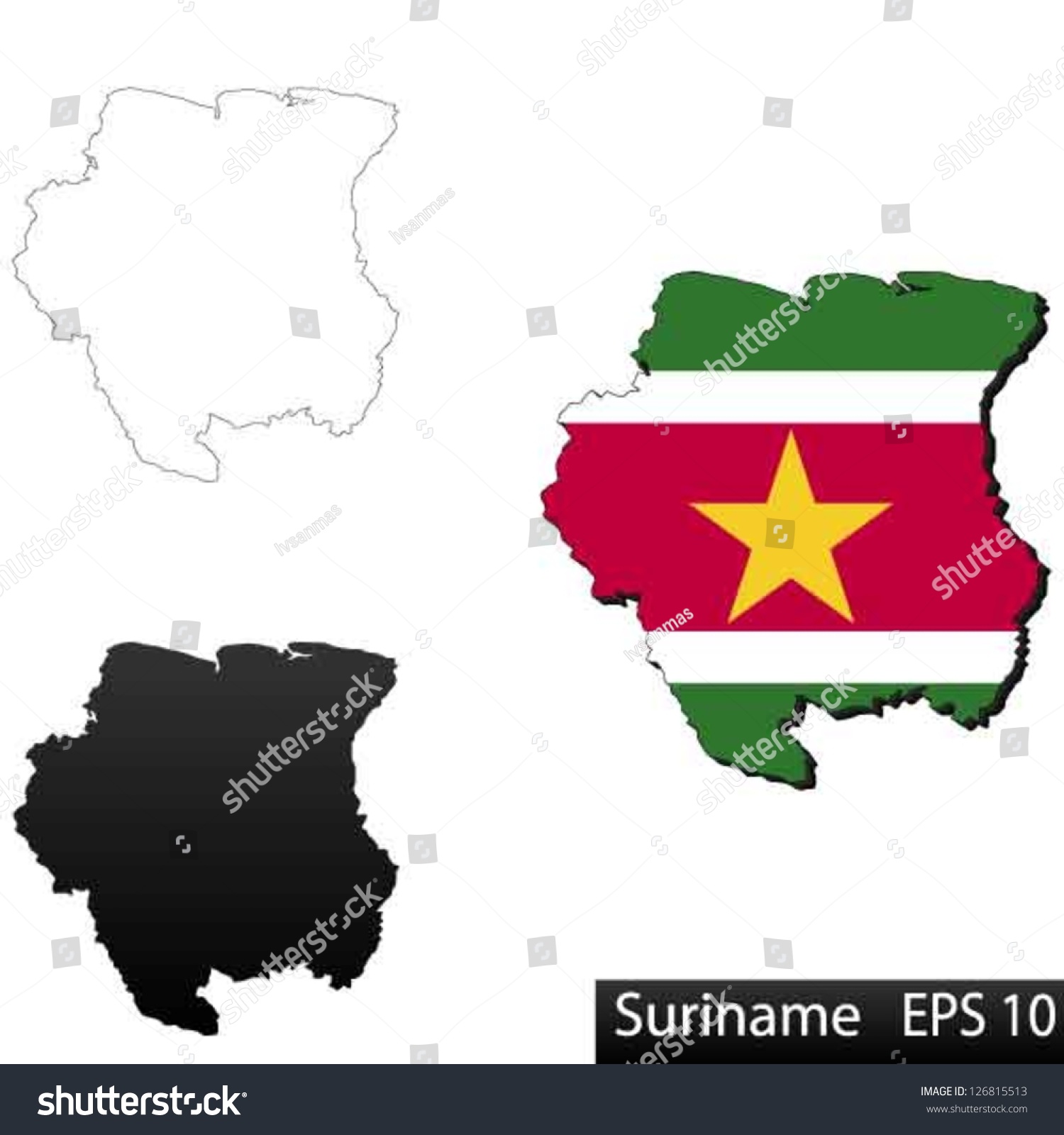 Maps of Suriname, 3 dimensional with flag - Royalty Free Stock Vector ...