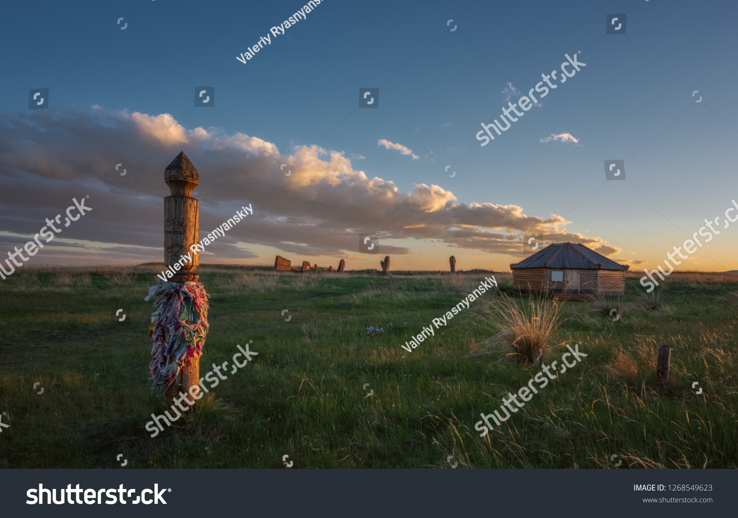 Sunset in steppe Khakasia. #1268549623