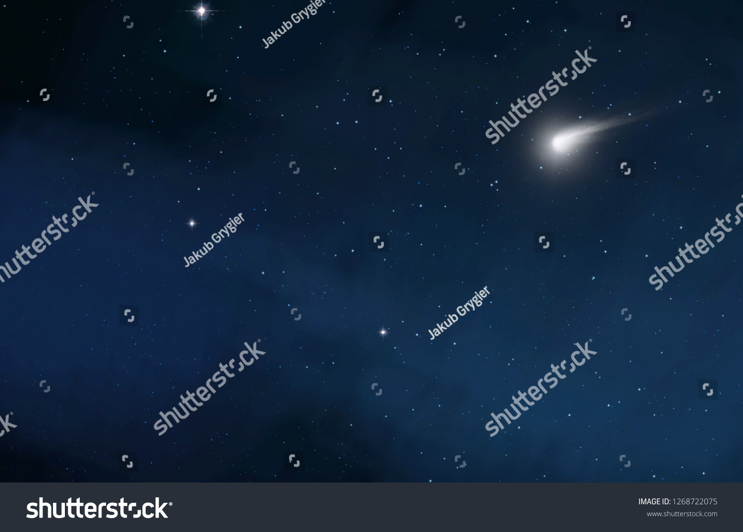 2d illustration. Deep vast space. Stars, planets and moons. Various science fiction creative backdrops. Space art. Alien solar systems. Realistic background #1268722075