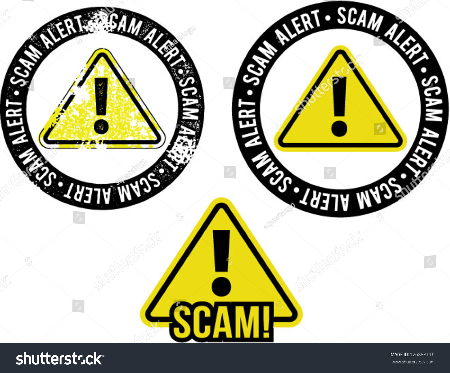 Scam Alert Warning Symbol - Royalty Free Stock Vector 126888116 ...