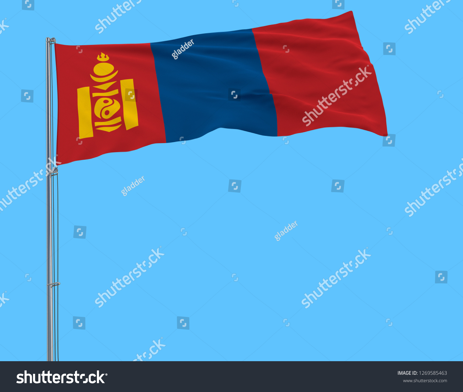 Isolate flag of Mongolia on a flagpole - Royalty Free Stock Photo ...