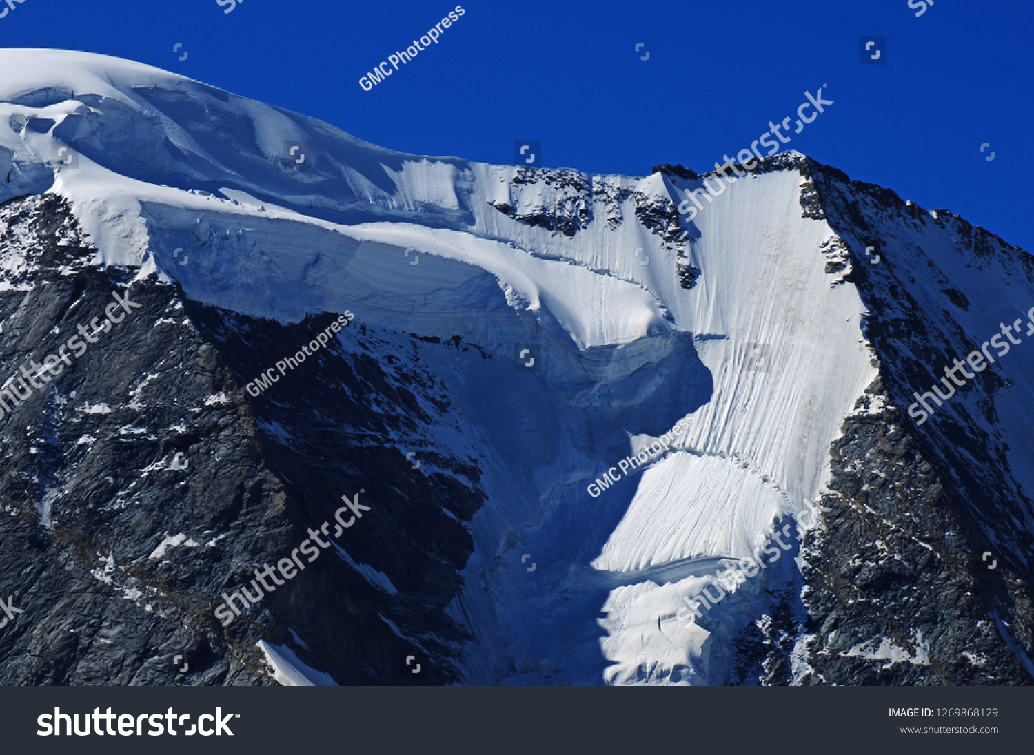 Swiss alps: The Piz Palü glacier at Bernina group mountains near Pontresina in the upper Engadin #1269868129