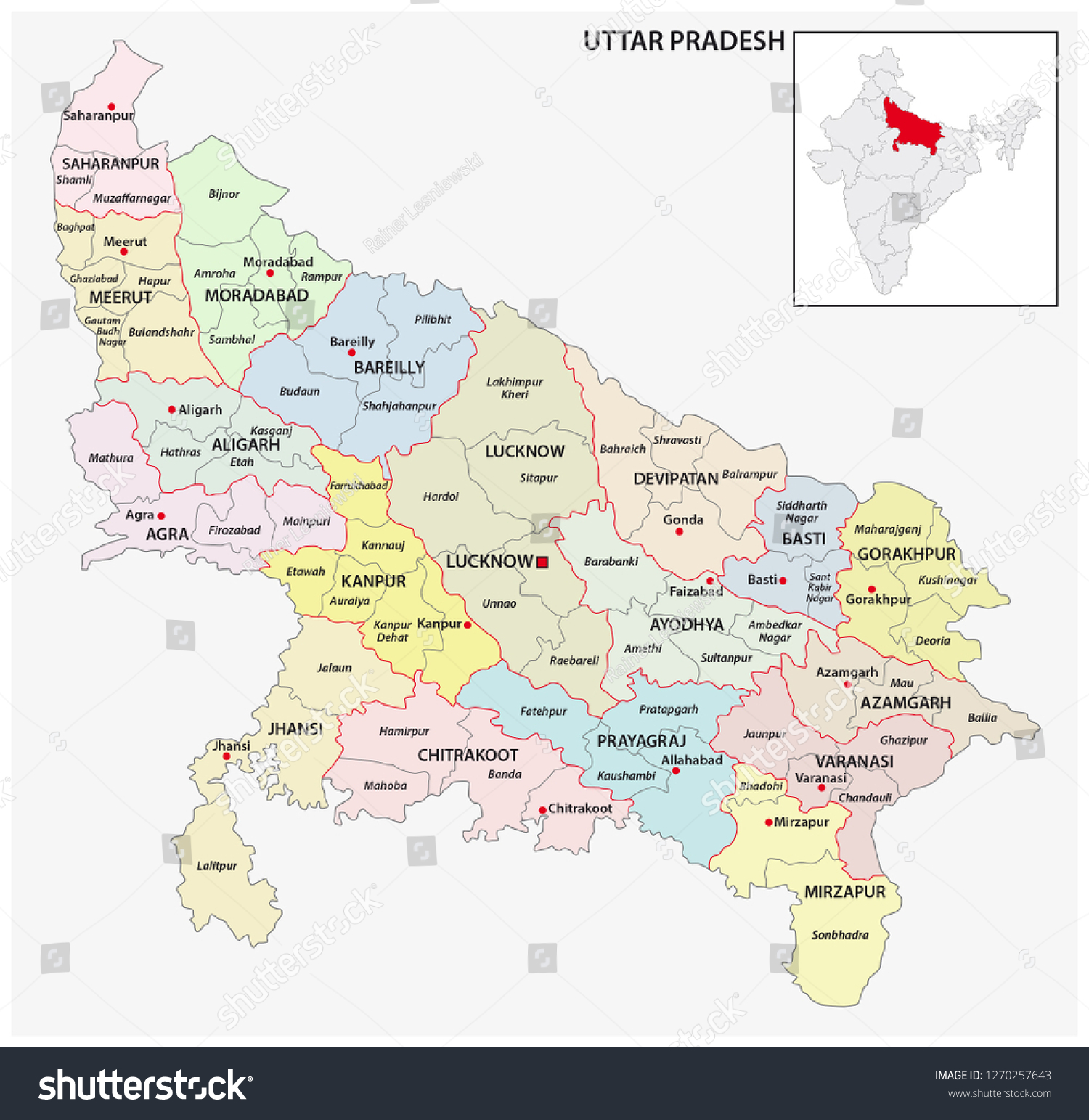 administrative and political map of indian state - Royalty Free Stock ...