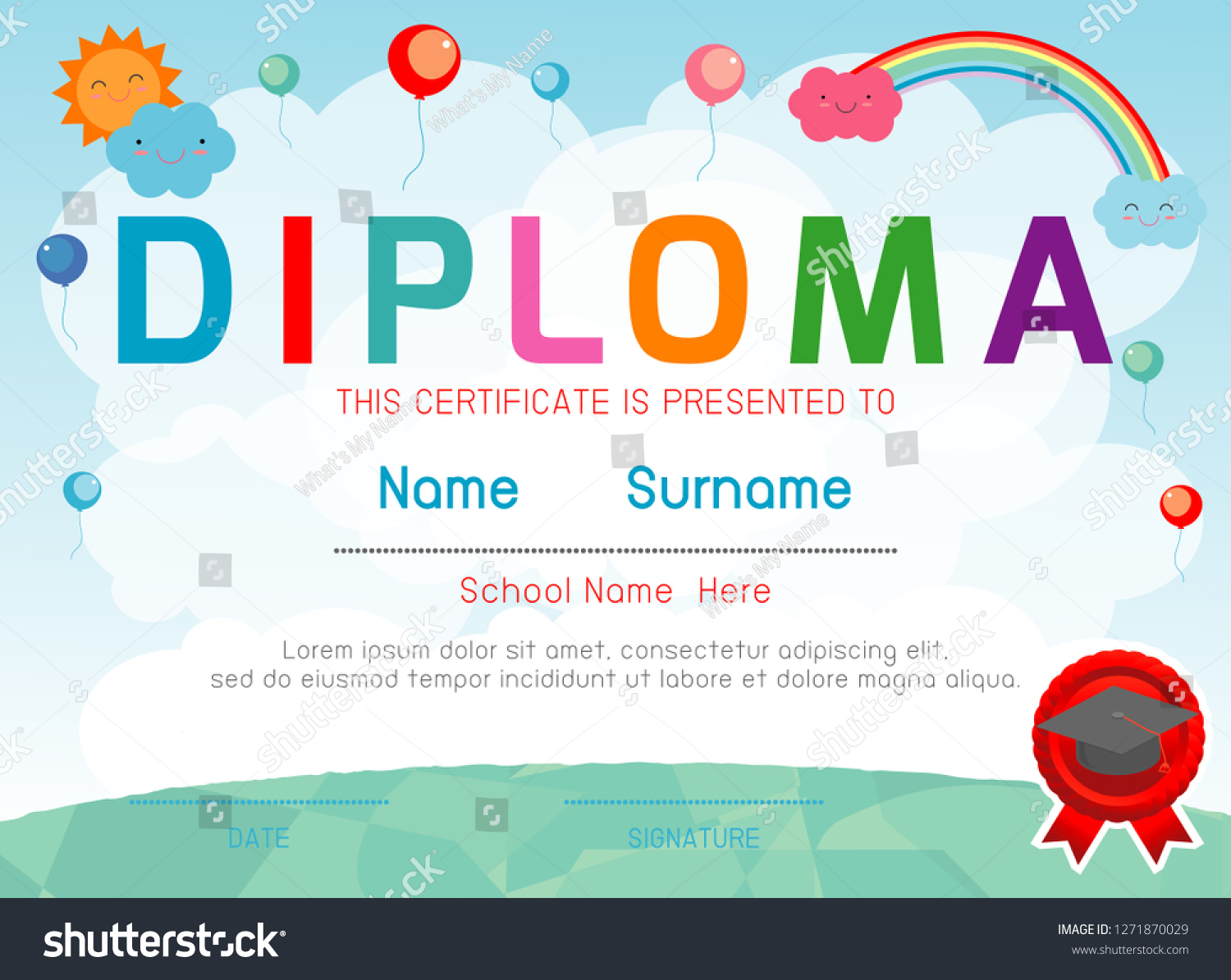 Certificates kindergarten and elementary, - Royalty Free Stock Vector ...