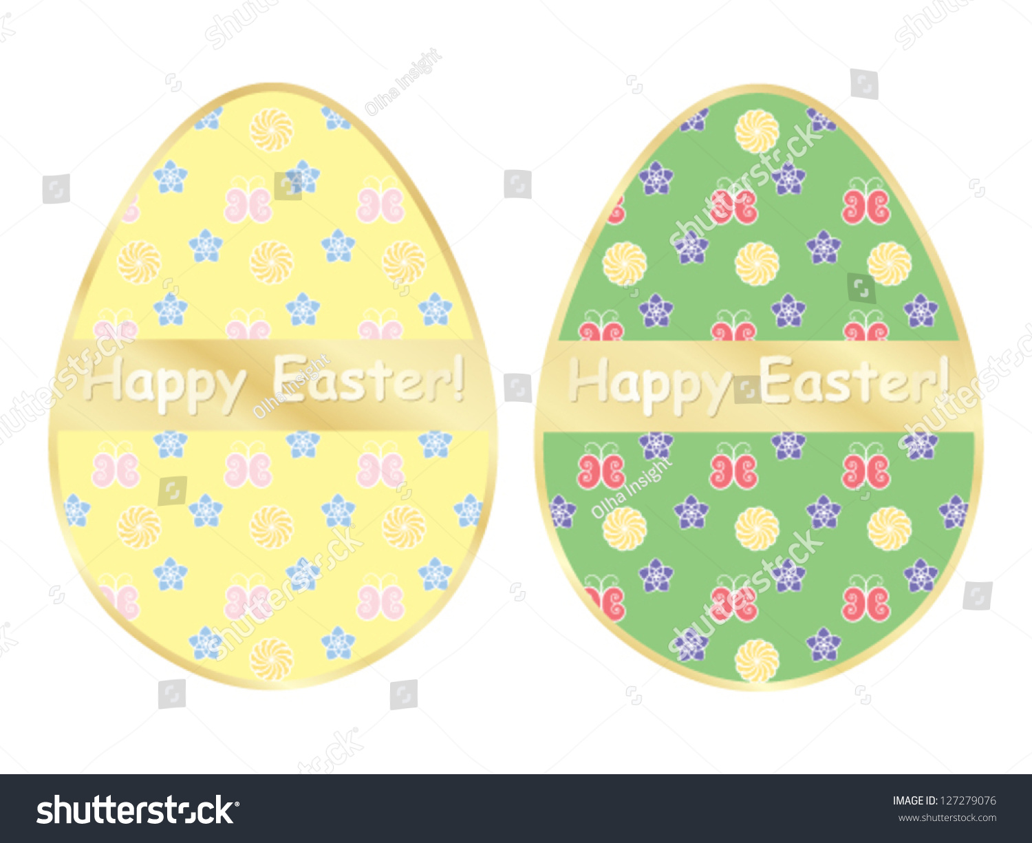 Two Happy Easter Congratulation Cards Royalty Free Stock Vector 127279076