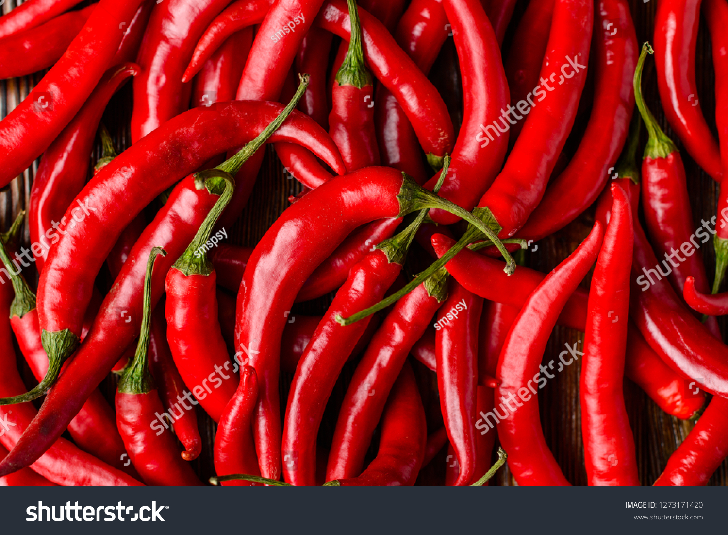 Red hot chilli peppers pattern texture background. Close up. A backdrop ofRed hot chilli peppers #1273171420