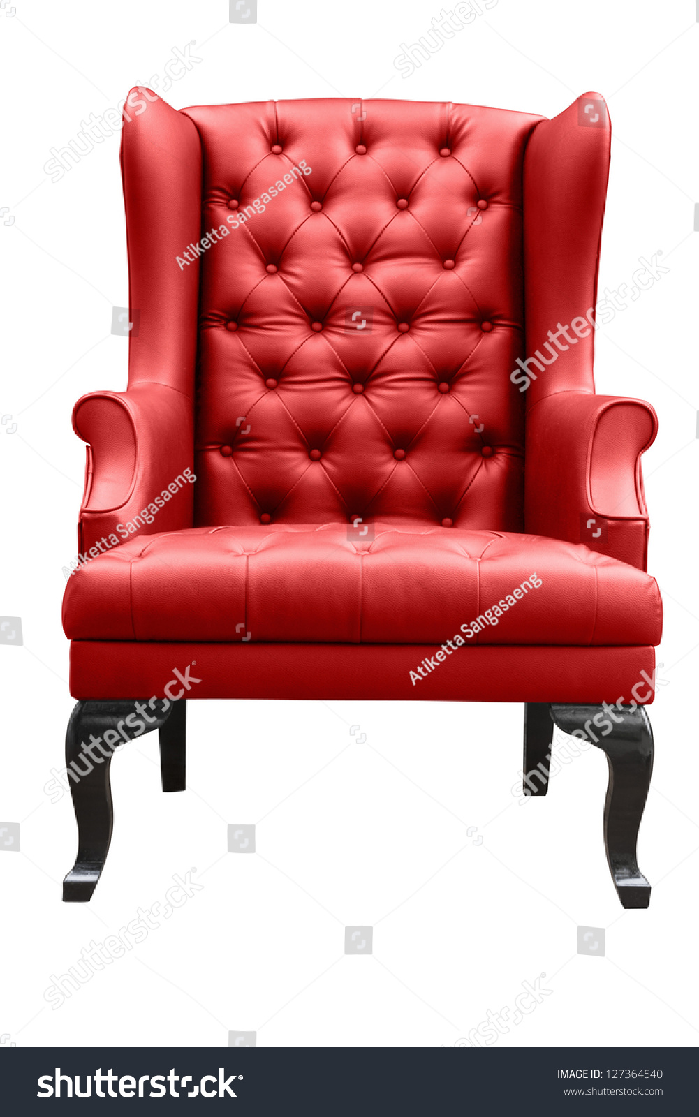 red leather armchair isolated on white. #127364540