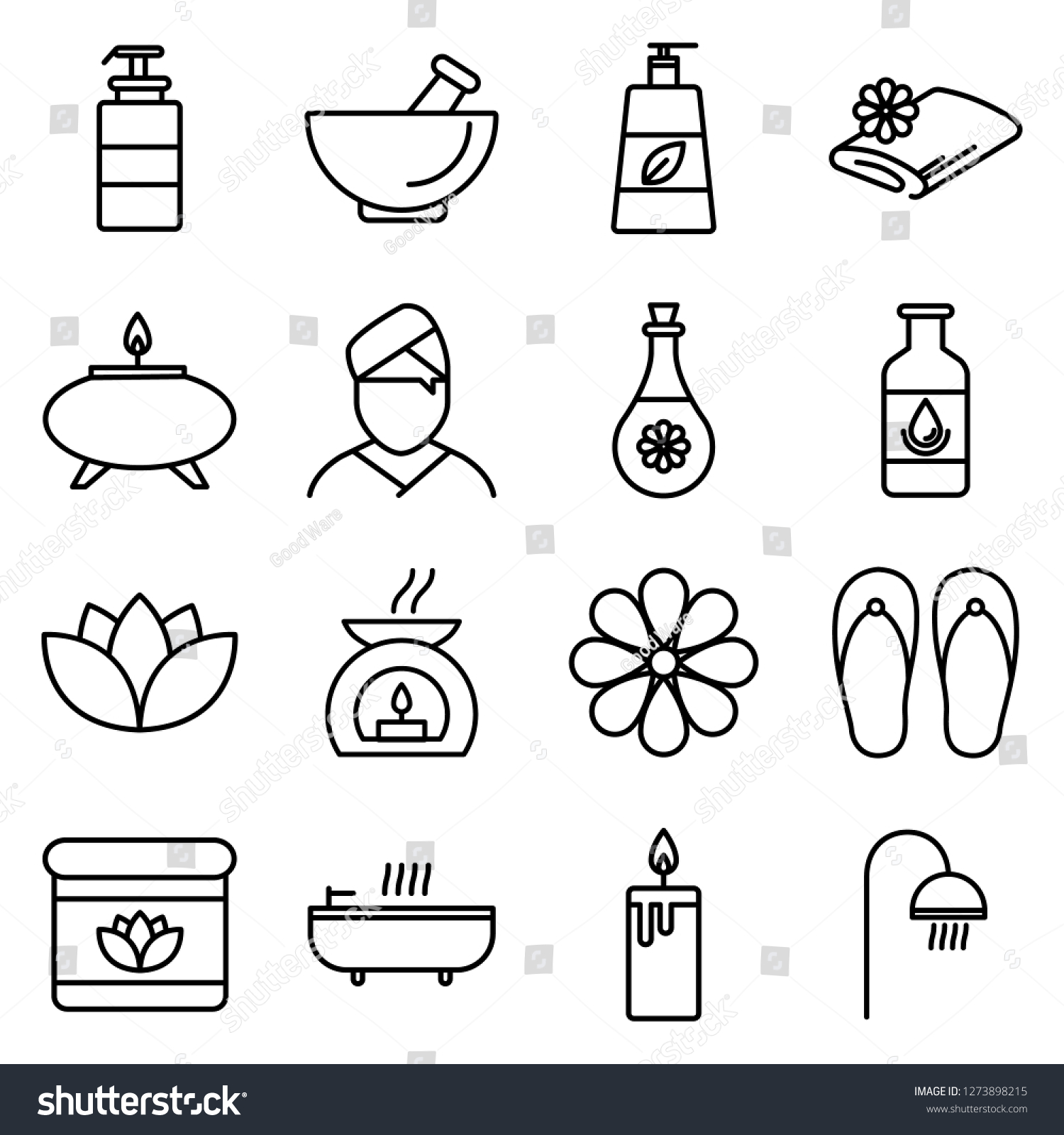 Spa Icons Pack Isolated Spasymbols Collection Royalty Free Stock