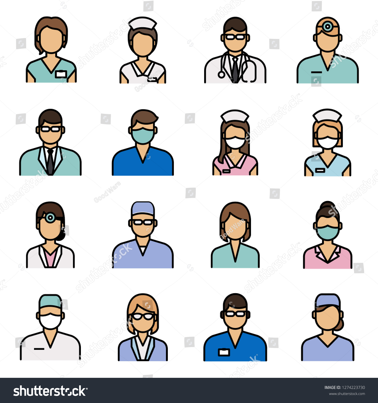 Medical and medical staff icons pack. Isolated medical and medical staff symbols collection. Graphic icons element #1274223730