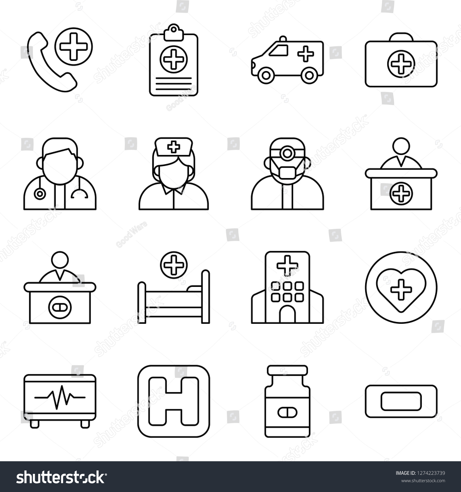 Medical and medical staff icons pack. Isolated medical and medical staff symbols collection. Graphic icons element #1274223739