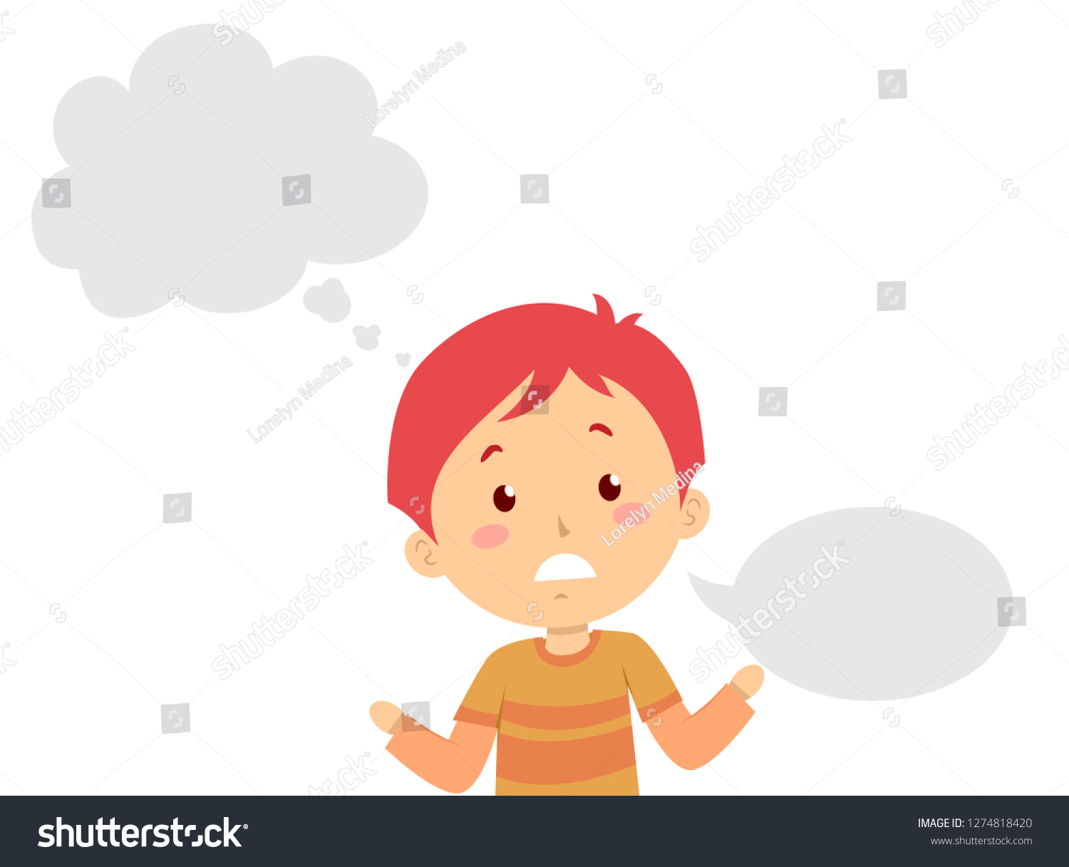 Illustration Of A Stuttering Kid Boy With A - Royalty Free Stock Vector ...