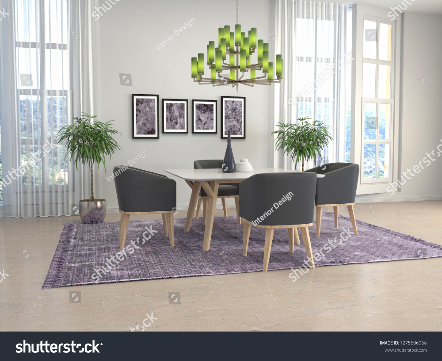 Interior dining area. 3d illustration #1275606958
