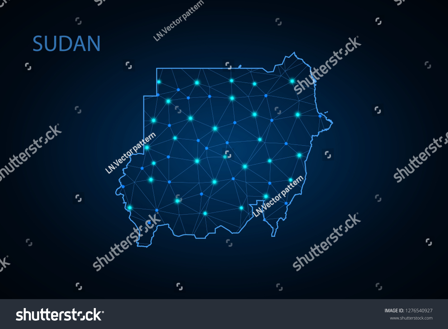 Sudan Map Polygonal Design Blue Geometric Royalty Free Stock Vector