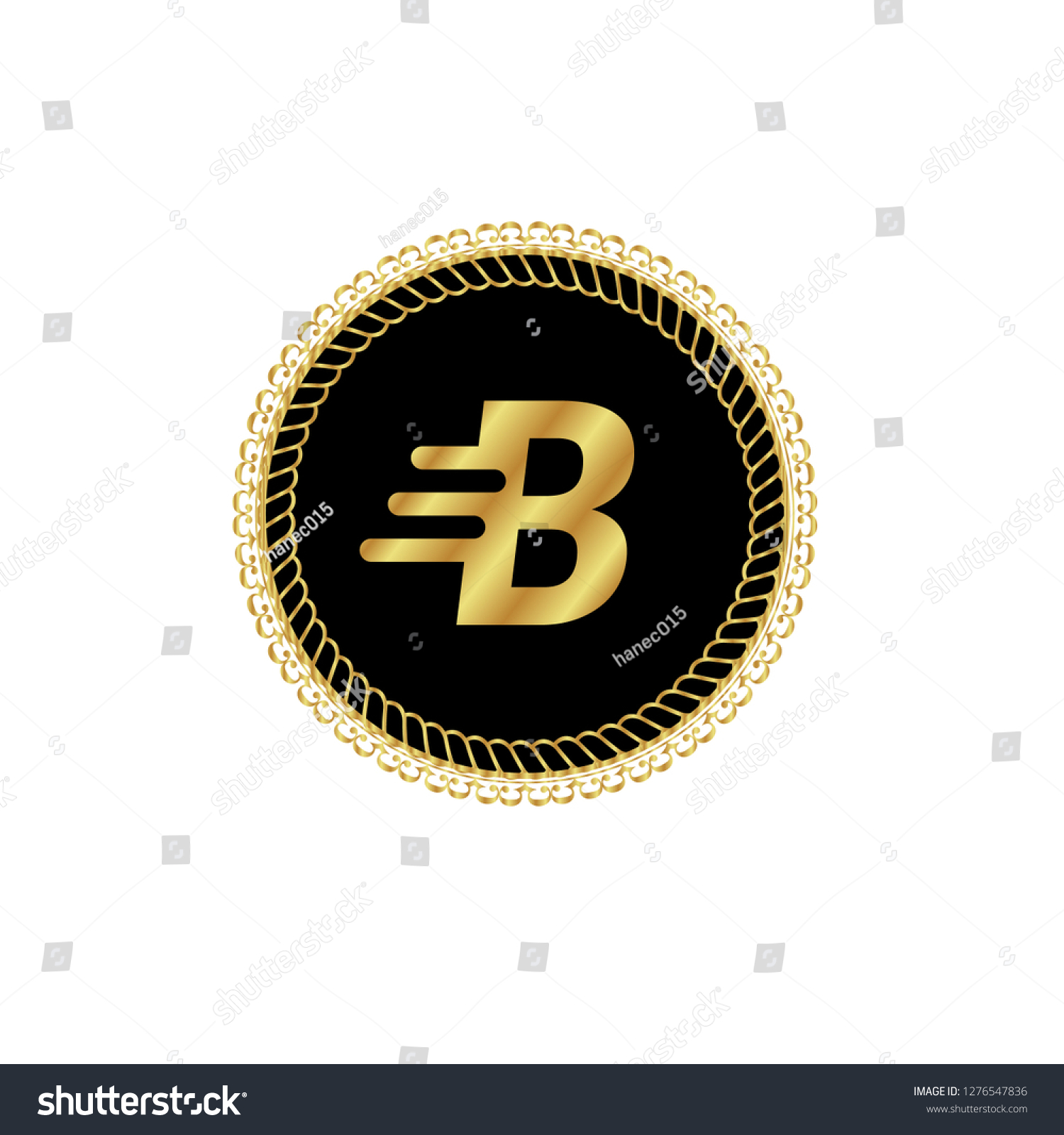 Gold Button With Letter B.Gold Emblem, Label, - Royalty Free Stock ...