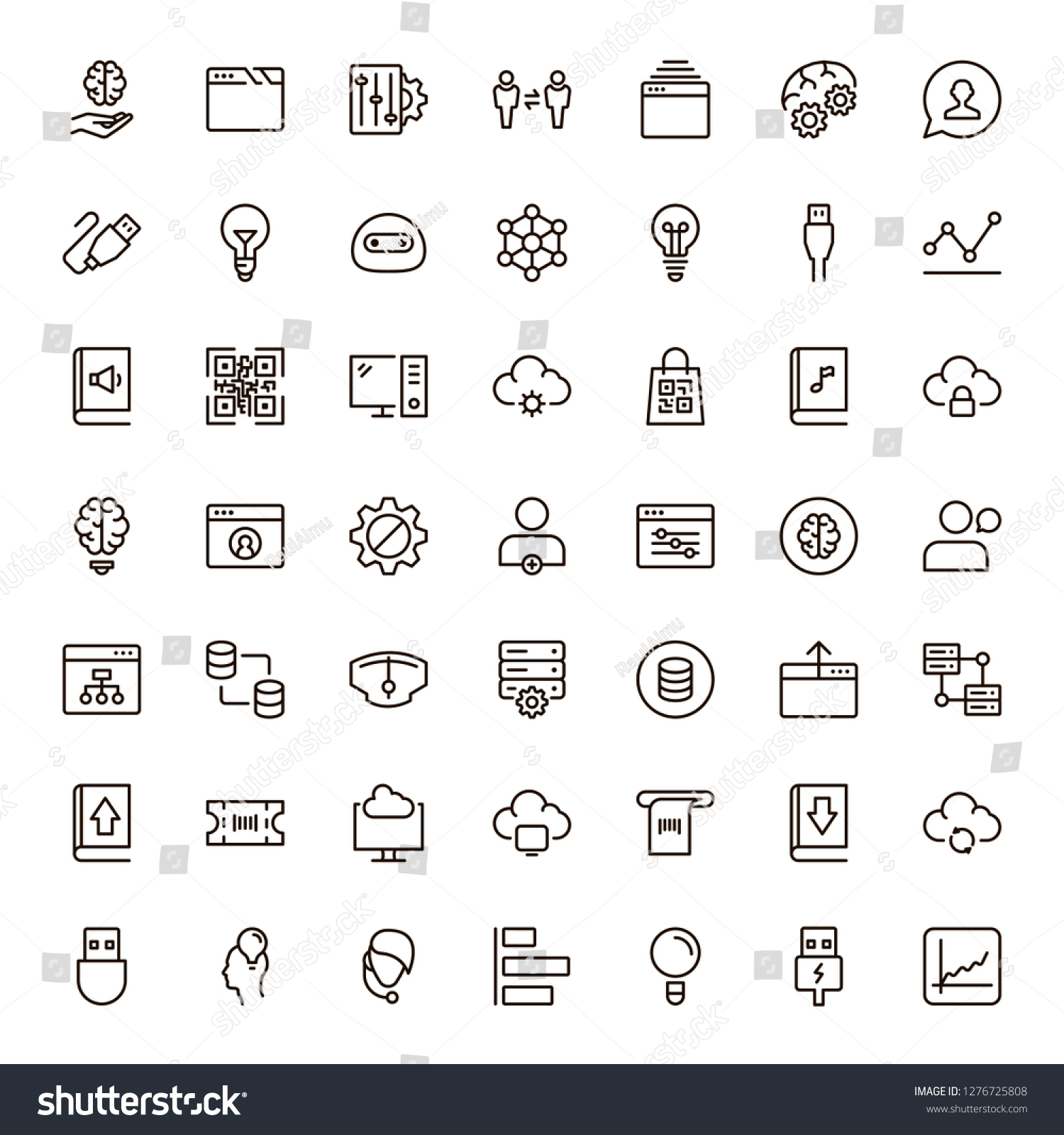Machine learning icon set. Collection of high quality black outline logo for web site design and mobile apps. Vector illustration on a white background. #1276725808