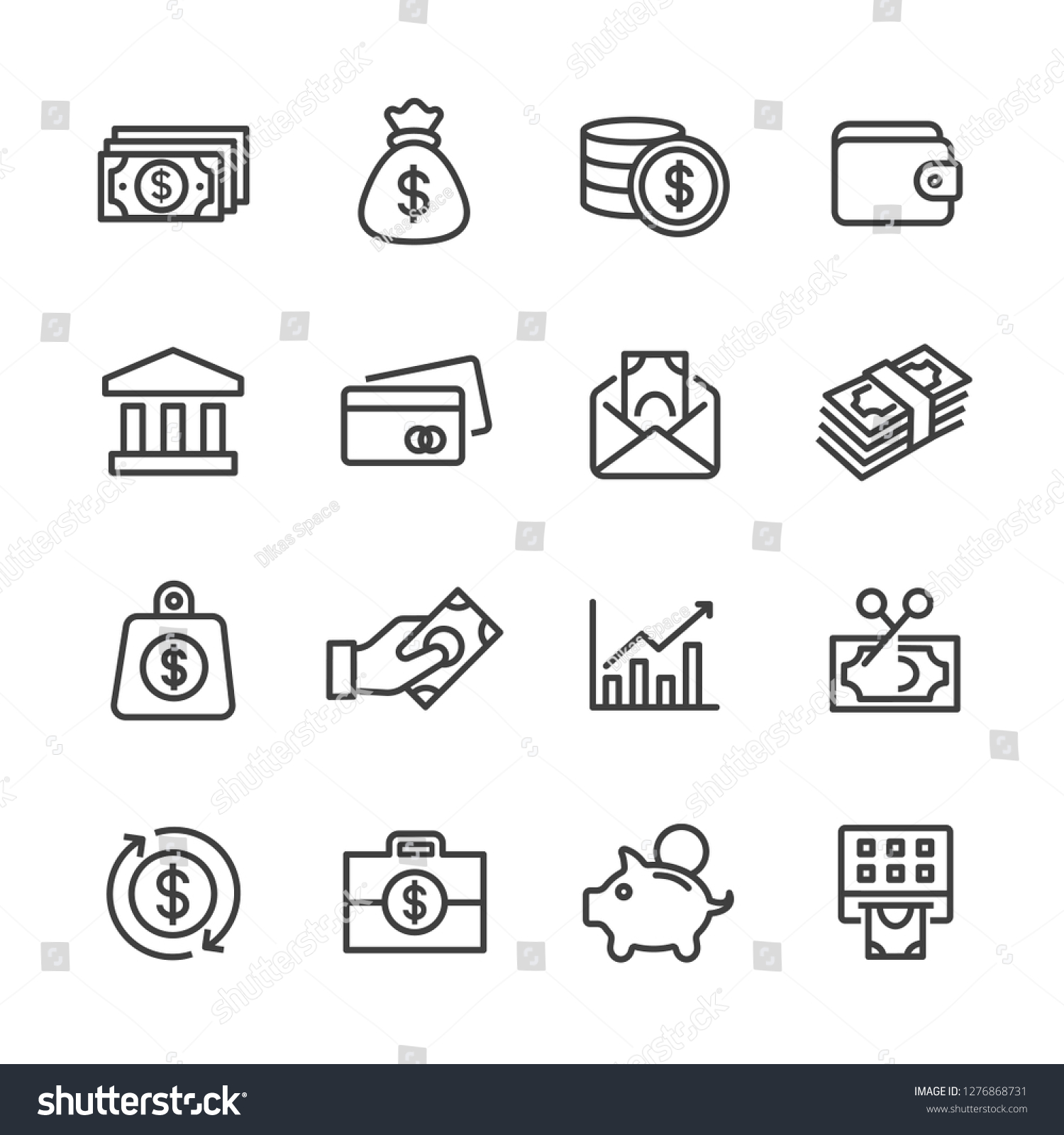 Money and finance related lines icon set vector images #1276868731